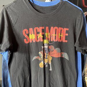 Naruto Shippuden Sage Mode 100% Cotton Black Graphic Print Tee T-Shirt SZ Medium